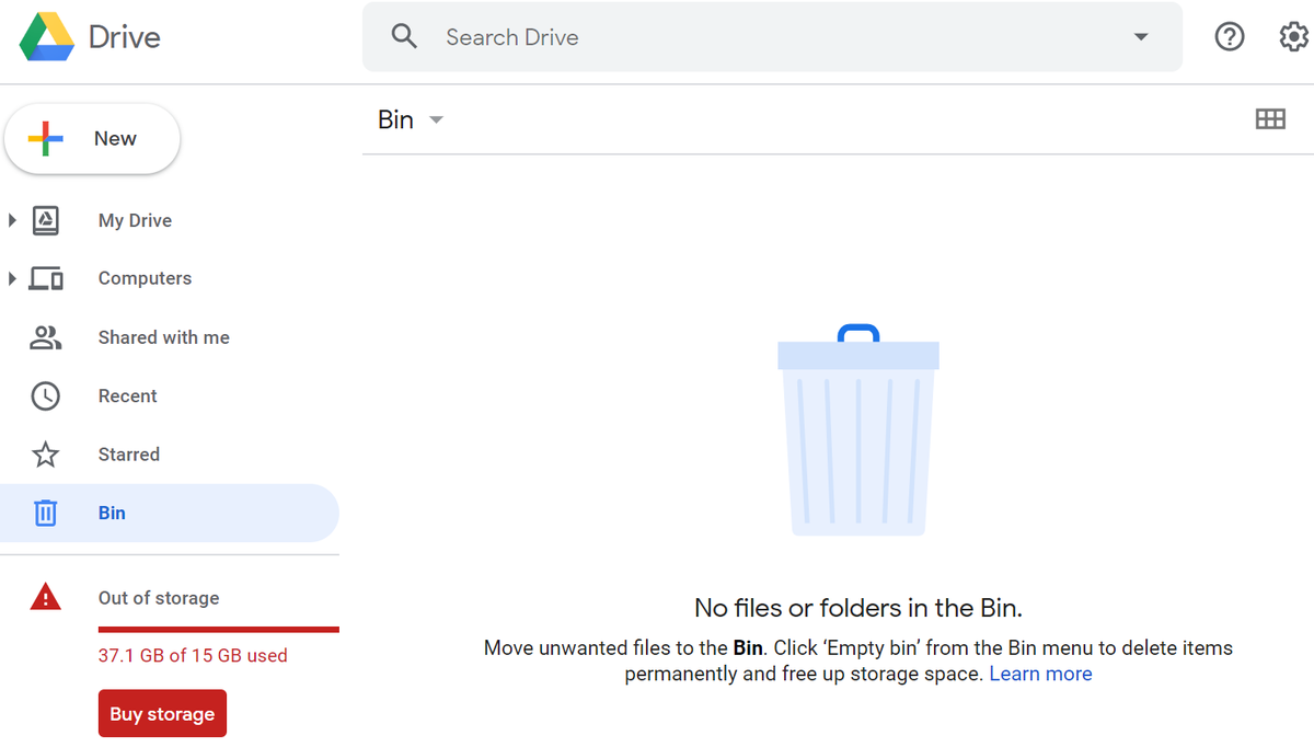google drive, çöp kutusu